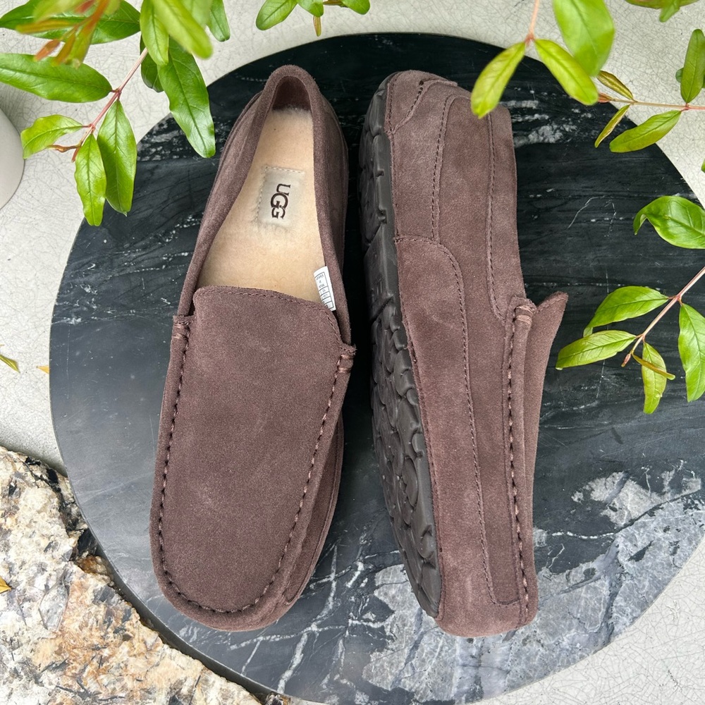 UGG Espresso Brown Ascot Slipper
Men's SIZE 10 US like new
Moccasin